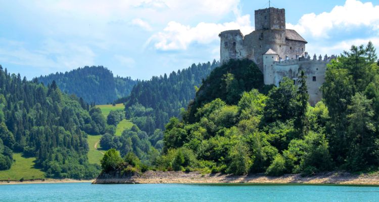 Beautifully situated Niedzica Castle on the Czorsztyn Lake in Pieniny Mountain