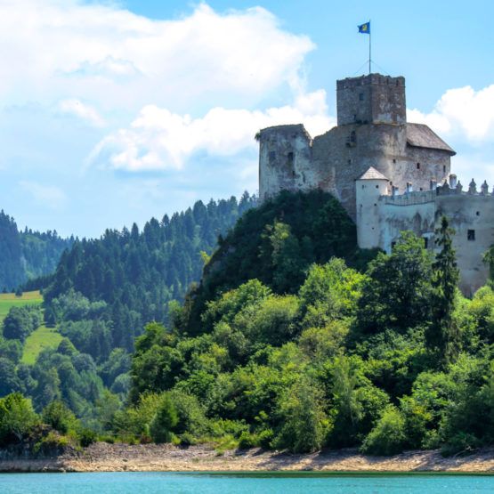Beautifully situated Niedzica Castle on the Czorsztyn Lake in Pieniny Mountain